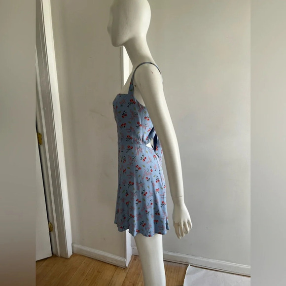 Reformation Abby Blue Floral Sleeveless Square Neck Mini Dress Size 2 US - Picture 5 of 11